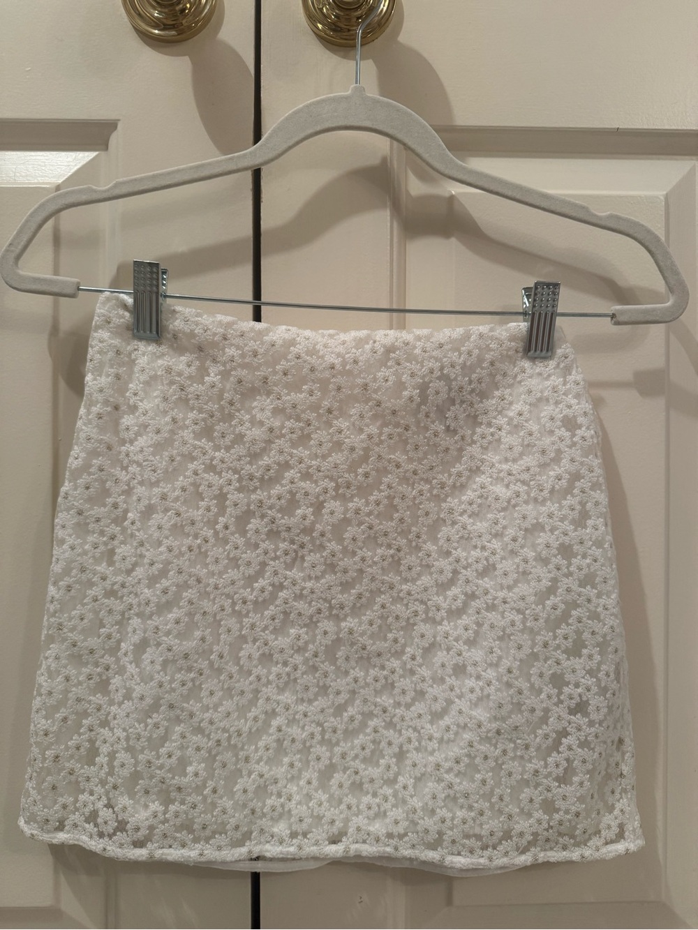 Reformation White Floral Lace Mini Skirt